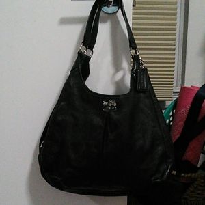 Coach black leather hobo bag
